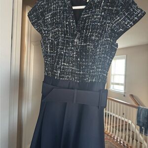 Sachin + Babi Navy and White Tweed Midi Dress